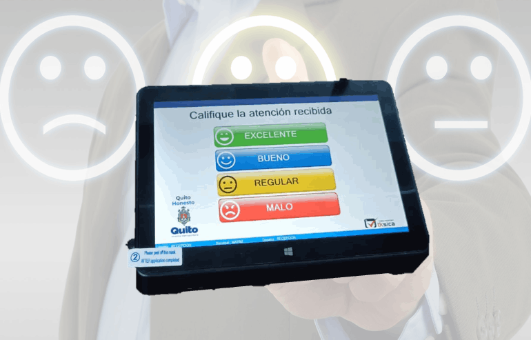 Calificador de atención, calificador de servicio Tablet touch, Consola calificación, Tksica