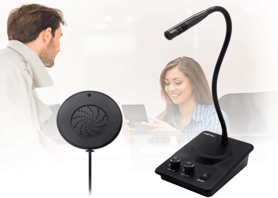 Intercomunicadores de ventanilla, microfonos de ventanilla, rollos de turnos, dispensadores de turnos, rollos de papel térmico