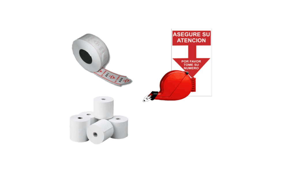 Rollos de turnos, rollos de tickets, dispensador de tickets, dispensador de turnos, rollos de papel termico