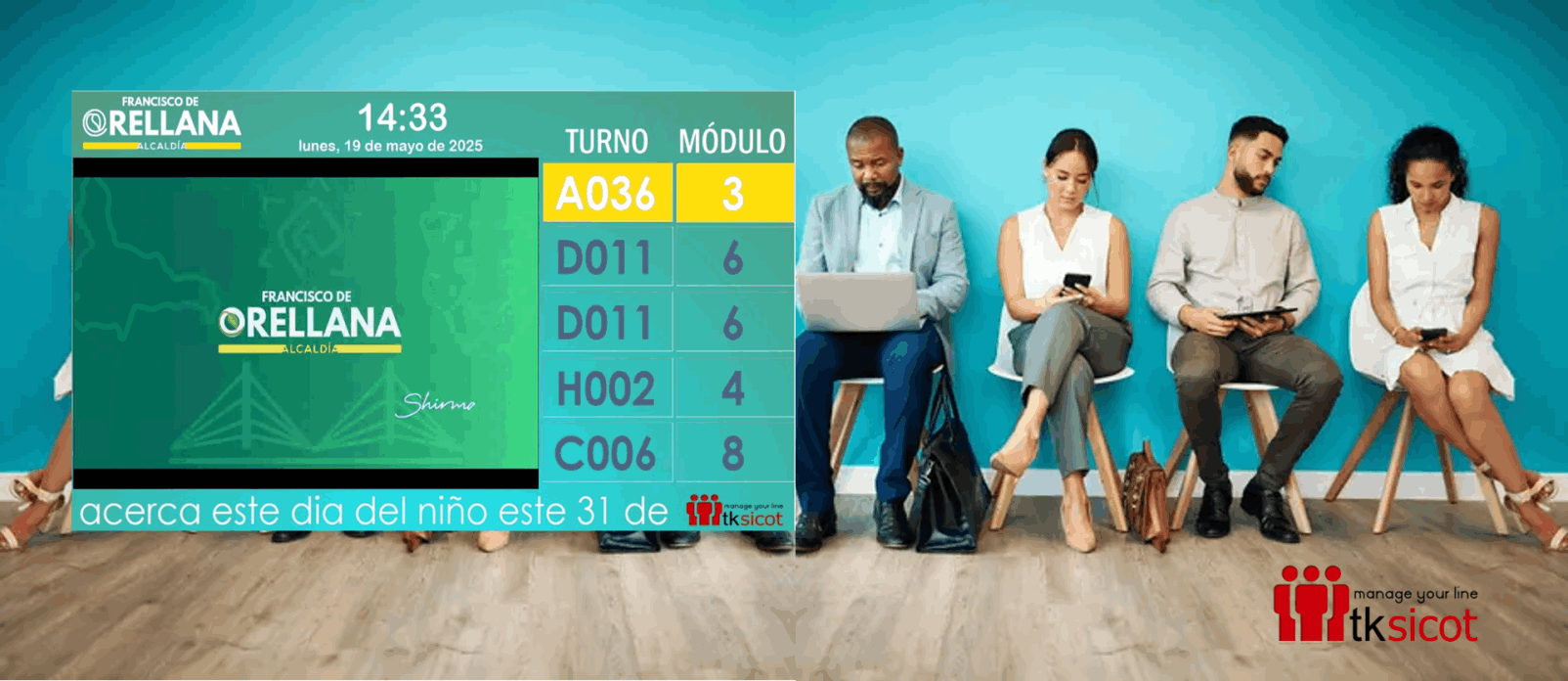 Sistemas de llamado de turnos, turneros tekatronic, tksicot